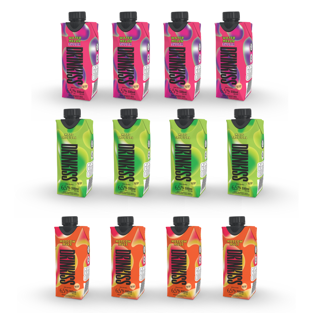 4 Moscow Mule + 4 Mate Tropical + 4 Water Melon Sugar - 330 ml (12 unidades)